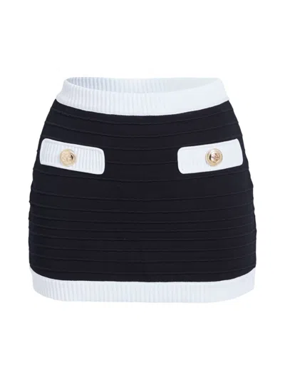 Retroféte Rebecca Ribbed Miniskirt In Black White