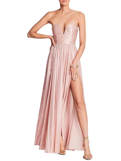 Retroféte Womens Metallic Polyester Evening Dress In Pink