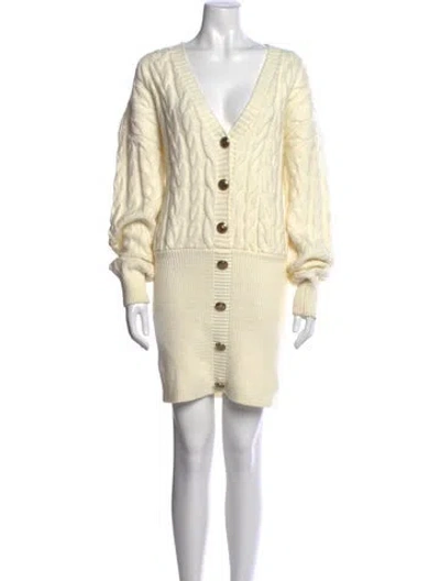 Pre-owned Retroféte Wool Mini Dress In Neutrals