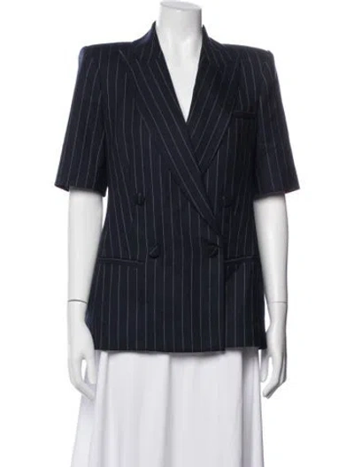 Pre-owned Retroféte Wool Striped Blazer In Blue