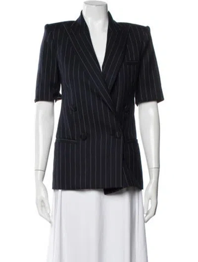Pre-owned Retroféte Wool Striped Blazer In Blue
