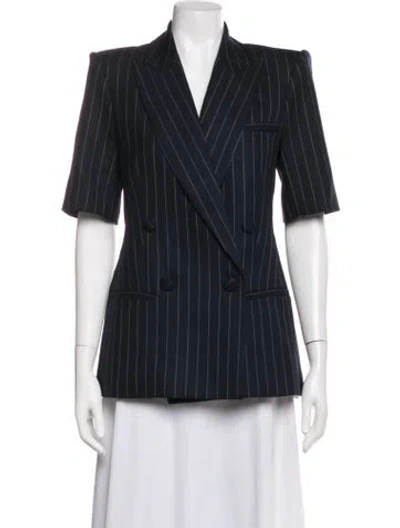 Pre-owned Retroféte Wool Striped Blazer In Blue