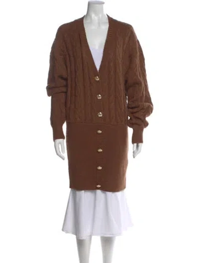 Pre-owned Retroféte Wool V-neck Sweater In Brown