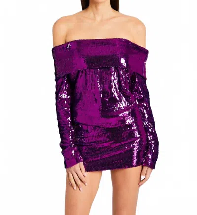 Retroféte Katya Draped Sequined Chiffon Gown In Violet