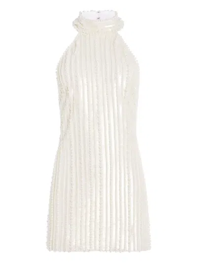 Retroféte Yaeko Pearl-embellished Halterneck Mini Dress In White