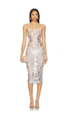 Retroféte Yelena Dress In Metallic Silver