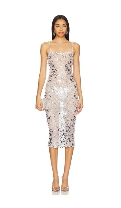 Retroféte Yelena Dress In Metallic Silver