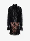 Retroféte Lace-detailing High-neck Dress In Black