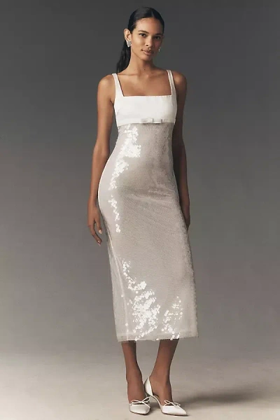 Retroféte Yvaine Sequin Square-neck Column Midi Dress In Metallic