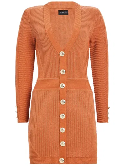 Retroféte Zem Rib Knit Dress In Orange