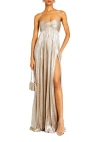 Retroféte Zoa Strapless Metallic Gown In Champagne