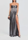 Retroféte Zoa Pleated Maxi Dress In Gumnmetal