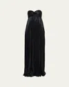 Retroféte Zoa Strapless Lamé Twisted-bodice Gown In Black