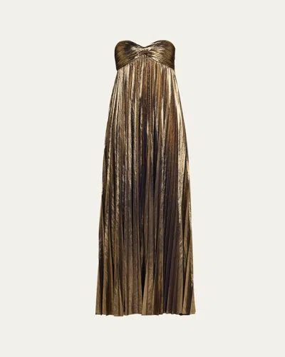 Retroféte Zoa Strapless Lamé Twisted-bodice Gown In Gold2
