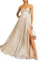 Retroféte Zoa Strapless Metallic Gown In Champagne