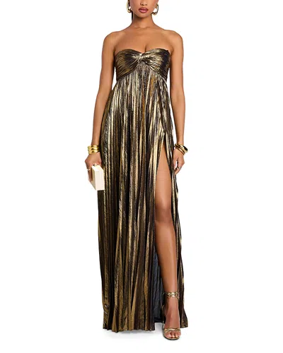 Retroféte Zoa Strapless Metallic Gown In Green