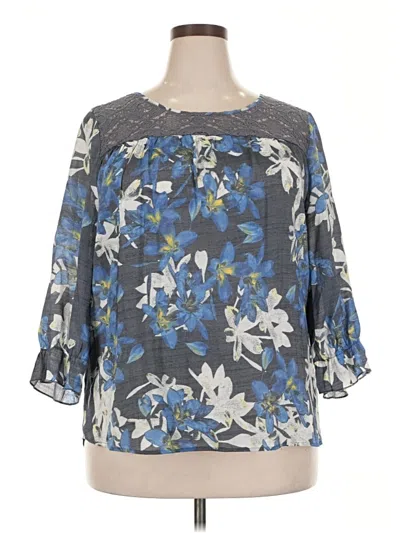 Pre-owned Retrology 3/4 Sleeve Blouse In Blue