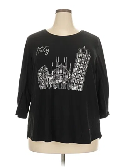 Pre-owned Retrology 3/4 Sleeve Top Black Crew Neck Tops