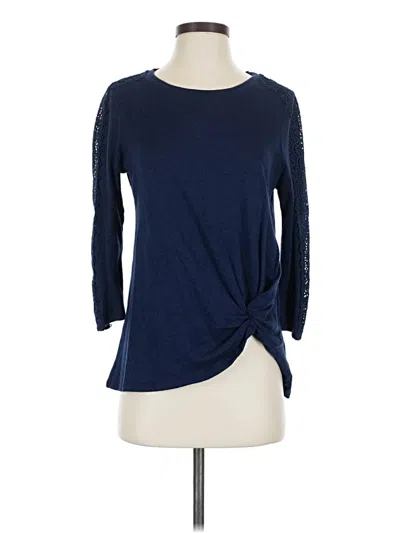 Pre-owned Retrology 3/4 Sleeve Top Blue Crew Neck Tops