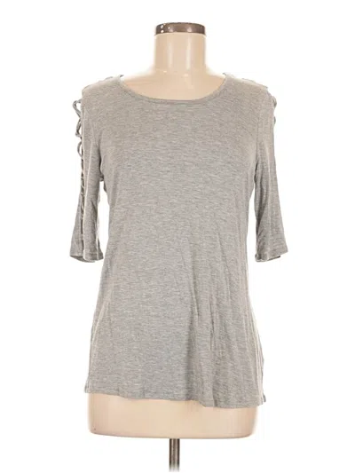 Pre-owned Retrology 3/4 Sleeve Top Gray Cold Shoulder Neckline Tops