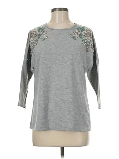 Pre-owned Retrology 3/4 Sleeve Top Gray Crew Neck Tops