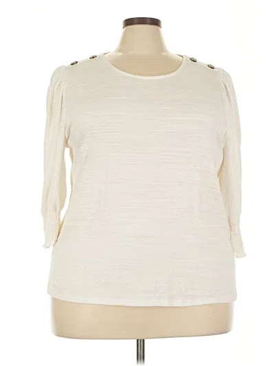 Pre-owned Retrology 3/4 Sleeve Top Ivory Boatneck Tops In White
