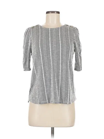 Pre-owned Retrology 3/4 Sleeve Top Silver Square Neckline Tops