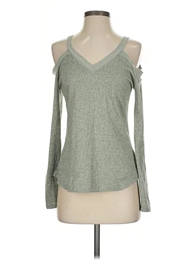 Pre-owned Retrology Long Sleeve Top Gray Cold Shoulder Neckline Tops