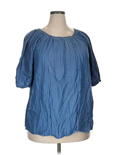 Pre-owned Retrology Short Sleeve Blouse In Blue