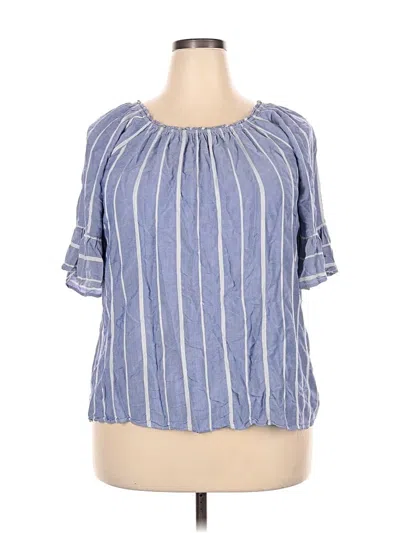 Pre-owned Retrology Short Sleeve Blouse In Blue