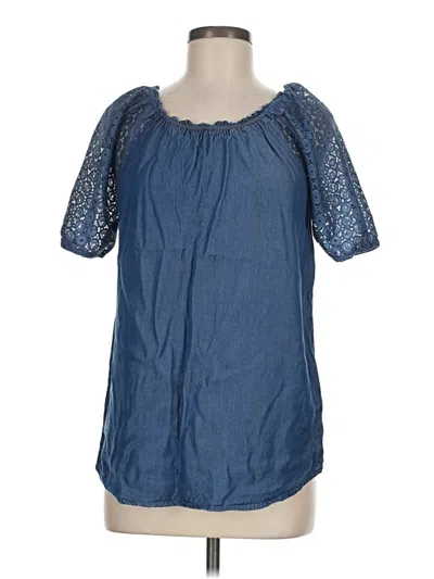 Pre-owned Retrology Short Sleeve Blouse In Blue