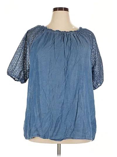 Pre-owned Retrology Short Sleeve Blouse In Blue