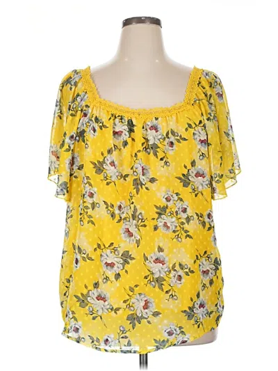 Pre-owned Retrology Short Sleeve Blouse In Yellow