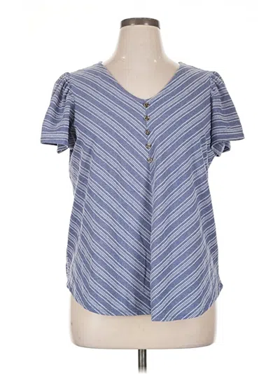 Pre-owned Retrology Short Sleeve Henley Shirt In Blue