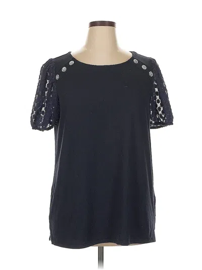 Pre-owned Retrology Short Sleeve Top Black Cold Shoulder Neckline Tops