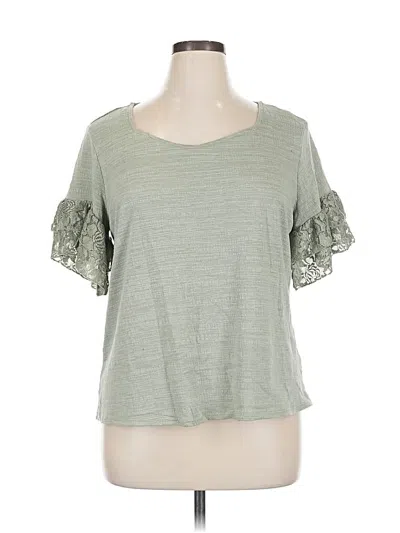 Pre-owned Retrology Short Sleeve Top Green Sweetheart Neckline Tops