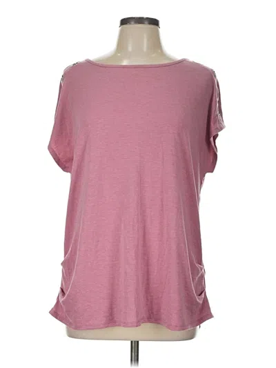 Pre-owned Retrology Short Sleeve Top Pink Cold Shoulder Neckline Tops