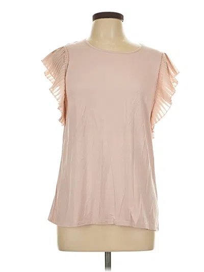 Pre-owned Retrology Short Sleeve Top Pink Ruffles Neckline Tops