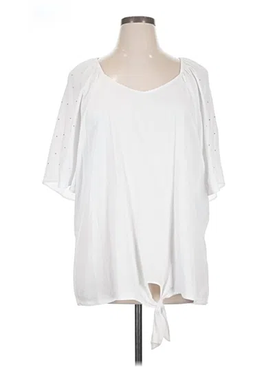 Pre-owned Retrology Short Sleeve Top White Cold Shoulder Neckline Tops
