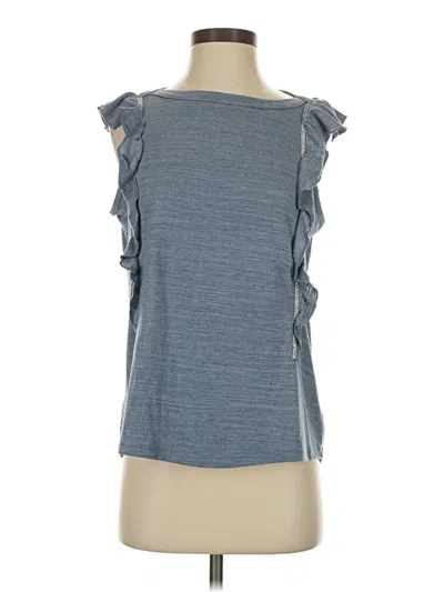 Pre-owned Retrology Sleeveless Top Blue Ruffles Neckline Tops