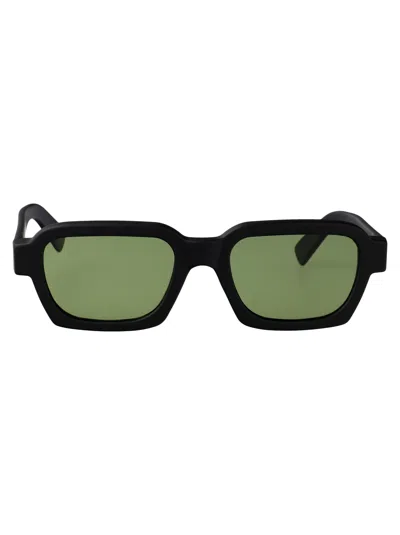 Retrosuperfuture Black Matte Acetate Sunglasses In Green