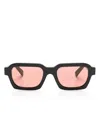 Retrosuperfuture Caro Rectangle-frame Sunglasses In 黑色