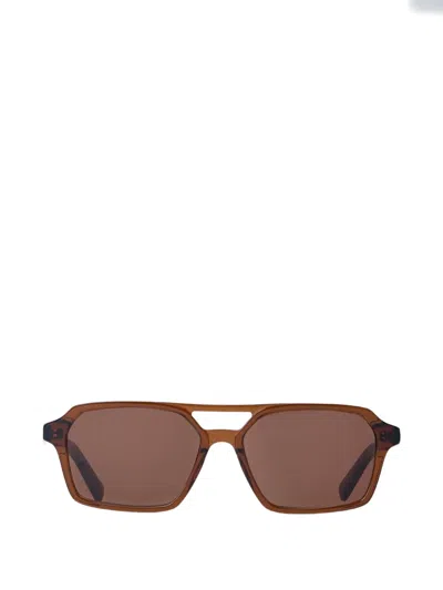 Retrosuperfuture Geometric-frame Sleek-lens Sunglasses In Brown