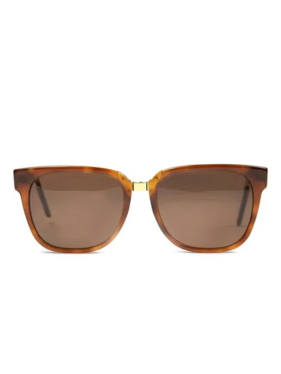 Retrosuperfuture Leopard-print Gold-detail Sunglasses In Brown
