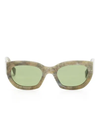 Retrosuperfuture Logo-embossed Rectangle-shape Sunglasses In Green