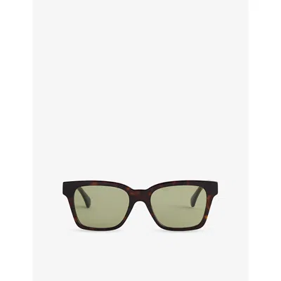 Retrosuperfuture Mens America 3627 Green Rectangular-frame Acetate Sunglasses Green Havana