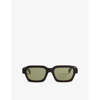 Retrosuperfuture Mens Caro 3627 Green Rectangular-frame Acetate Sunglasses Green Havana