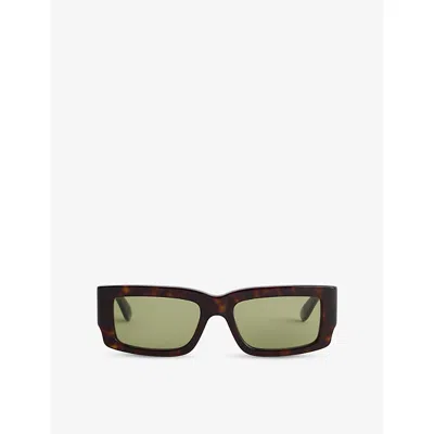 Retrosuperfuture Mens Notte Havana Rectangular-frame Acetate Sunglasses Havana Green
