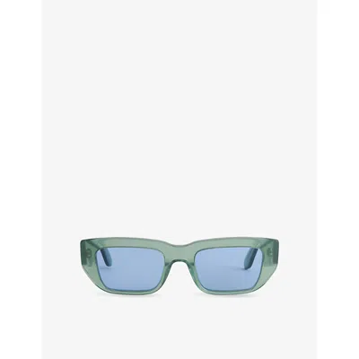 Retrosuperfuture Mens Ra Sage Rectangular-frame Acetate Sunglasses Green Azure