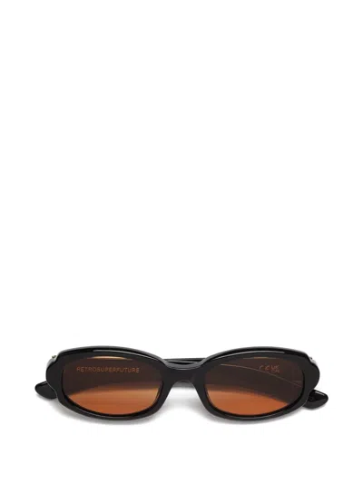 Retrosuperfuture Oval-frame Sunglasses In Black